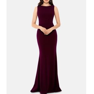 BETSY & ADAM Burgundy Mermaid Dress